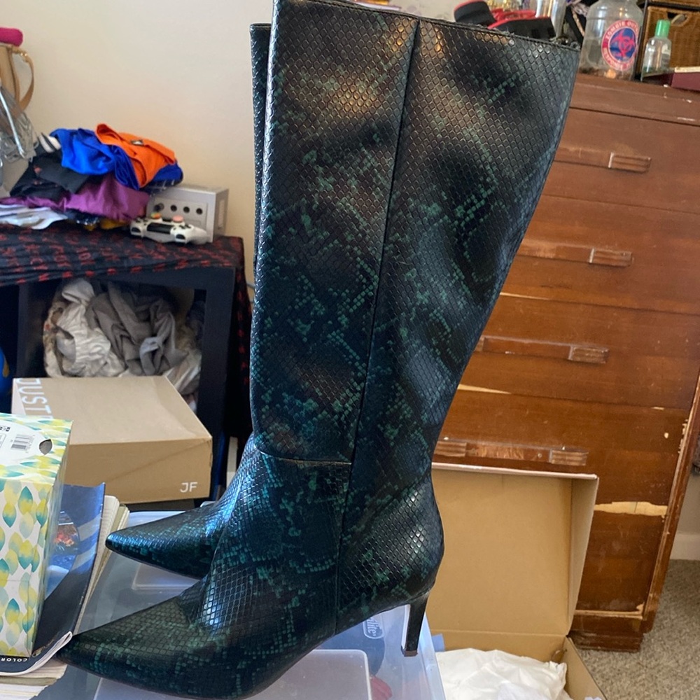 Sexy faux snakeskin boots.